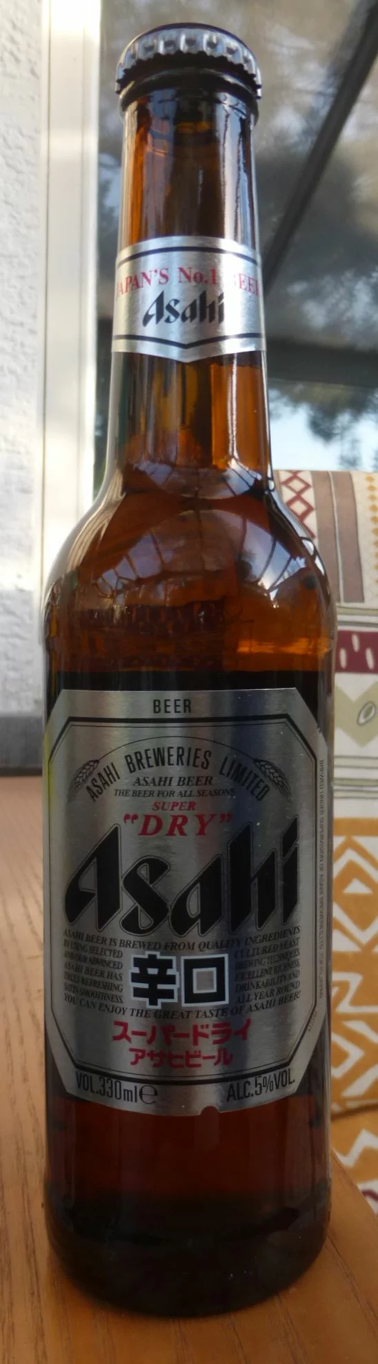 Bouteille Asahi Super Dry, photographie de 2018