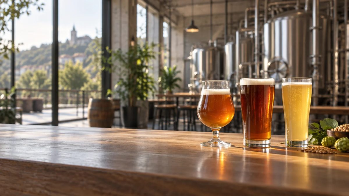 Bières artisanales dans une brasserie française illustrant les tendances du marché en 2026