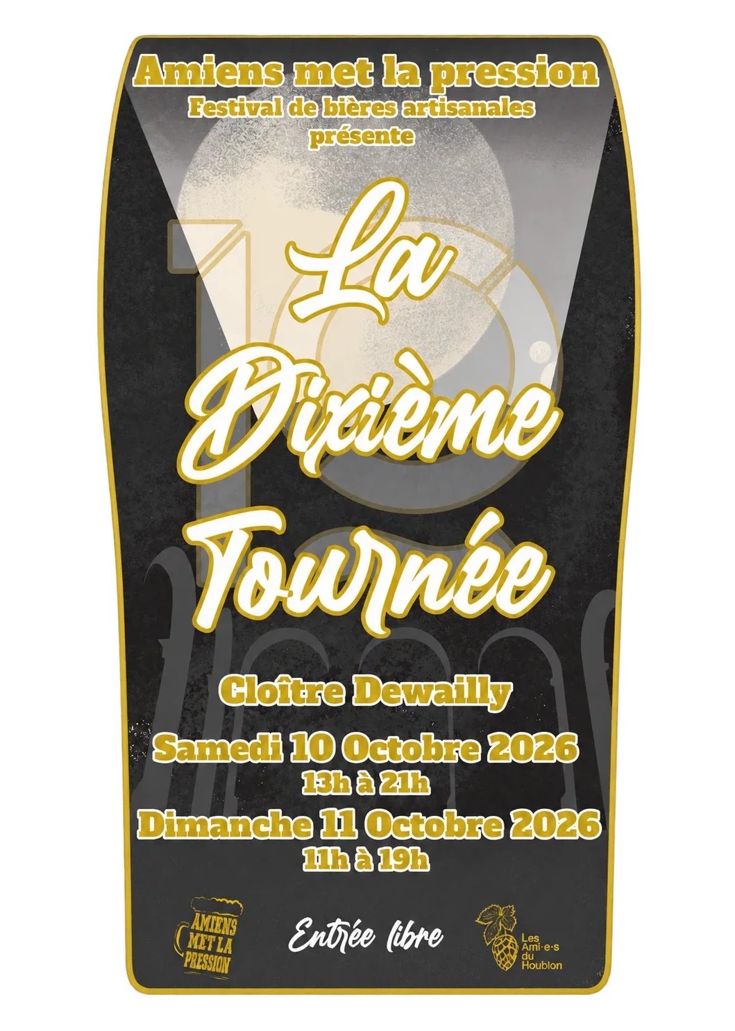 Affiche officielle de la dixième édition d’Amiens Met La Pression, les 10 et 11 octobre 2026