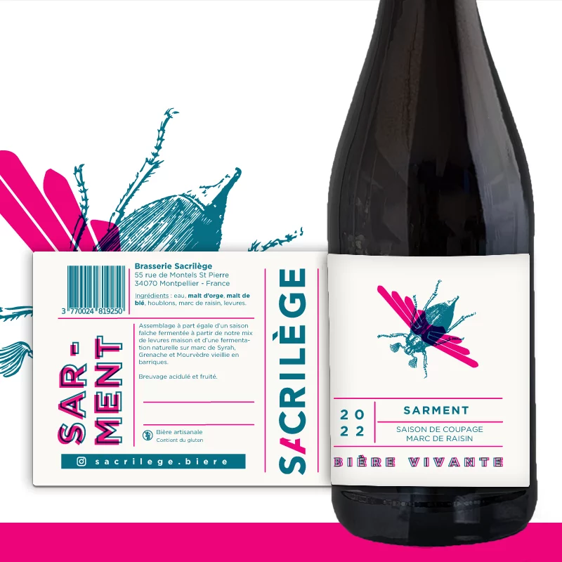 Bouteille de Sarment, bière de vigne de Sacrilège