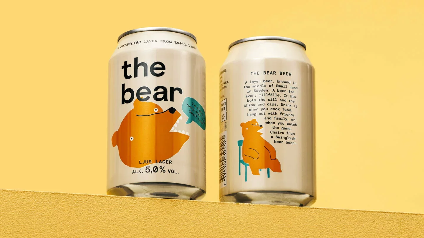 Canette The Bear de Åbro, illustration d’ours et typographie conçues par Pond Design