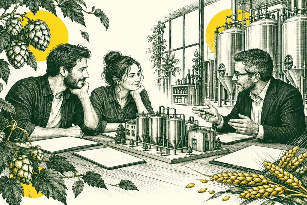 Porteurs de projet discutant du financement de leur brasserie